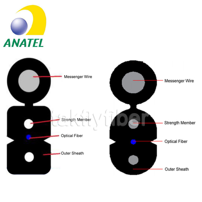 ANATEL स्वीकृत 1C 2C 4C G657A फ्लैट FTTH ड्रॉप केबल GJYXCH स्टील वायर फ्लैट ड्रॉप फाइबर केबल