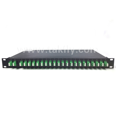 फाइबर ऊंचाई -100-0μm और 0.9mm केबल व्यास के साथ 100GHz AWG 40CH DWDM MUX DEMUX