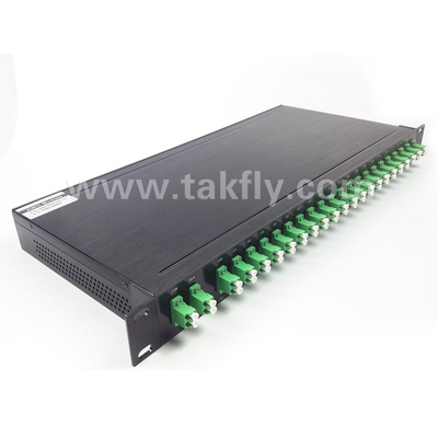 फाइबर ऊंचाई -100-0μm और 0.9mm केबल व्यास के साथ 100GHz AWG 40CH DWDM MUX DEMUX