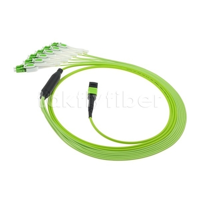 MPO / MTP पुरुष या महिला OM5 फाइबर ऑप्टिक पैच कॉर्ड 12F LC APC DX Uniboot