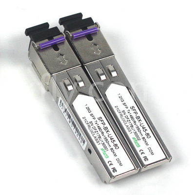 1.25G SFP BIDI मॉड्यूल Tx1490/Rx1550nm 80KM SMF DDM LC CISCO JUNIPER HUAWEI संगत