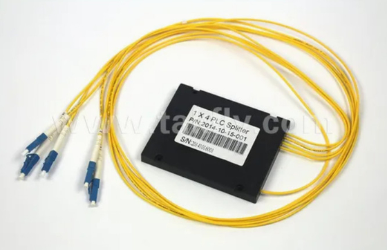 कॉम्पैक्ट Gpon Epon 1X4 SC APC ABS FTTX फाइबर ऑप्टिक पीएलसी स्प्लिटर -40- 85C तापमान सहिष्णुता के साथ