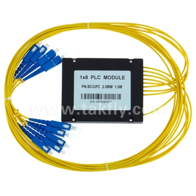 Gpon Epon 1X8 SC APC ABS FTTX फाइबर ऑप्टिक पीएलसी स्प्लिटर उच्च विश्वसनीयता और स्थिरता
