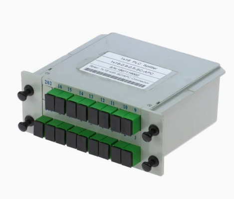 उच्च विश्वसनीयता और स्थिरता FTTX Gpon 1*16 सिंगल मोड G657A1 फाइबर कैसेट प्रकार LGX पीएलसी स्प्लिटर Sc/APC कनेक्टर के साथ