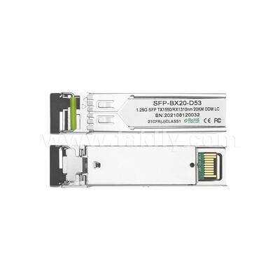 SFP 1.25gbps 20km LC Reach Tx1310nm/Rx1550nm डाटा सेंटर FTTX के लिए द्विदिश ऑप्टिकल ट्रांससीवर