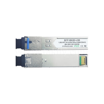 डेटा सेंटर AI FTTX के लिए SFP 1.25Gbps 20KM SC द्वि-दिशात्मक ऑप्टिकल ट्रांसीवर मॉड्यूल