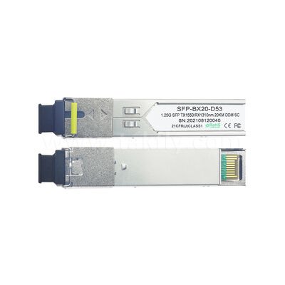 डेटा सेंटर AI FTTX के लिए SFP 1.25Gbps 20KM SC द्वि-दिशात्मक ऑप्टिकल ट्रांसीवर मॉड्यूल