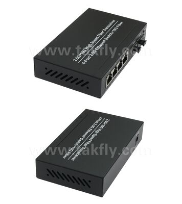 10G अपलिंक और हाई-स्पीड नेटवर्क विस्तार के लिए फैनलेस मेटल हाउसिंग के साथ 2.5G 2 पोर्ट फाइबर 4 पोर्ट कॉपर ईथरनेट स्विच