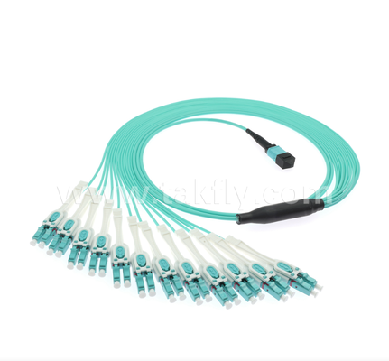MPO/MTP to LC Uniboot Breakout Patch Cord – OM3 Multimode, High-Density, Polarity Reversible for 40G/100G Data Centers