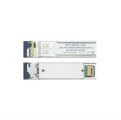 80 किमी SFP BiDi ट्रांसीवर 1.25G/1.063G डुअल-रेट, 1490nm DFB, पिन, एलसी सिम्पलेक्स, औद्योगिक तापमान उपलब्ध