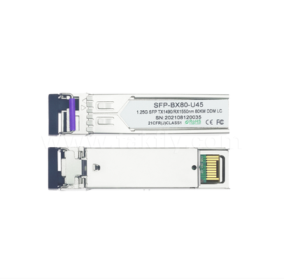 80 किमी SFP BiDi ट्रांसीवर 1.25G/1.063G डुअल-रेट, 1490nm DFB, पिन, एलसी सिम्पलेक्स, औद्योगिक तापमान उपलब्ध
