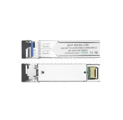 B3524-3LCD20 SFP द्वि-दिशात्मक ट्रांसीवर – 1.25Gbps, 20km, Tx1310nm/Rx1550nm, FP लेजर, LC सिम्प्लेक्स, DDM/DOM