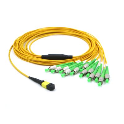 एफसी एपीसी से एमटीपी 12 फाइबर ब्रेकआउट केबल G657A1 0.3dB कम हानि