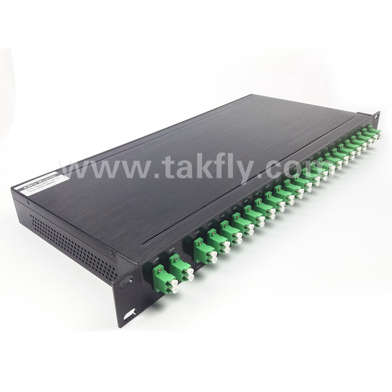 फाइबर ऊंचाई -100-0μm और 0.9mm केबल व्यास के साथ 100GHz AWG 40CH DWDM MUX DEMUX