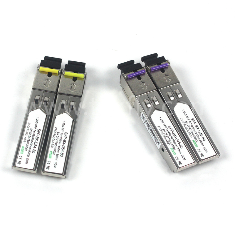 1.25G SFP BIDI ऑप्टिकल ट्रांससीवर मॉड्यूल Tx1490/Rx1550nm 80KM SMF DDM LC CISCO JUNIPER HUAWEI संगत
