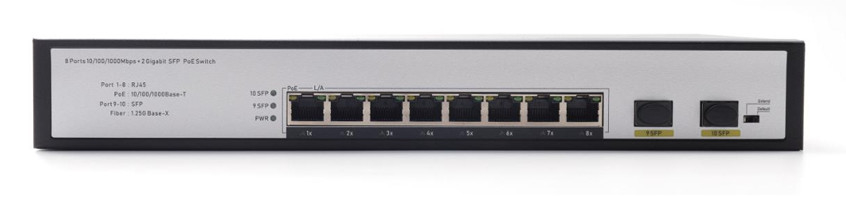 DF-2F-8GP 2-पोर्ट 10/100/1000Mbps 8+2 अपलिंक फाइबर पोर्ट्स गीगाबिट पो नेटवर्क स्विच