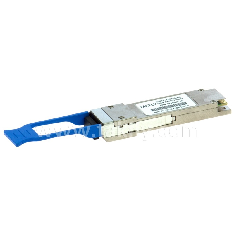 ग्राहक पक्ष 100Gbps 10KM QSFP28 LR4 डीडीएम ट्रांससीवर के साथ उच्च शक्ति फाइबर लंबाई 1m दूरसंचार कनेक्शन