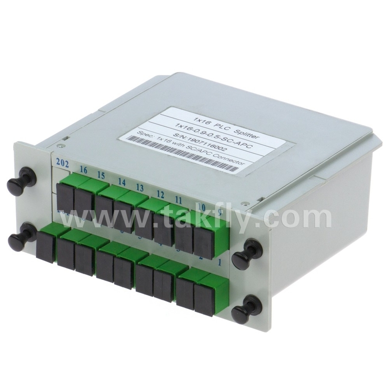 उच्च विश्वसनीयता और स्थिरता FTTX Gpon 1*16 सिंगल मोड G657A1 फाइबर कैसेट प्रकार LGX पीएलसी स्प्लिटर Sc/APC कनेक्टर के साथ