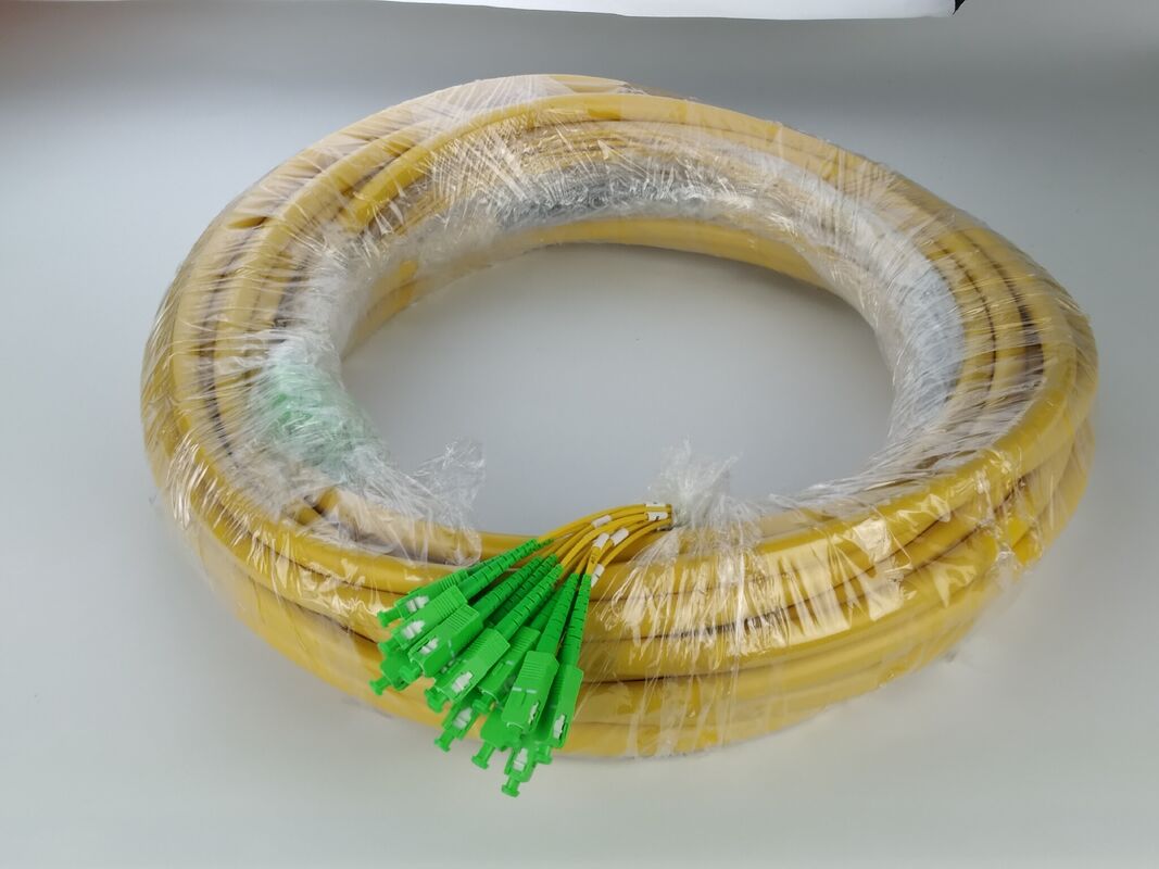 SC-LC 12F पैच कॉर्ड जिसमें 12.5mm (फाइबर ऑप्टिक सब यूनिट 2.0mm) केबल व्यास है