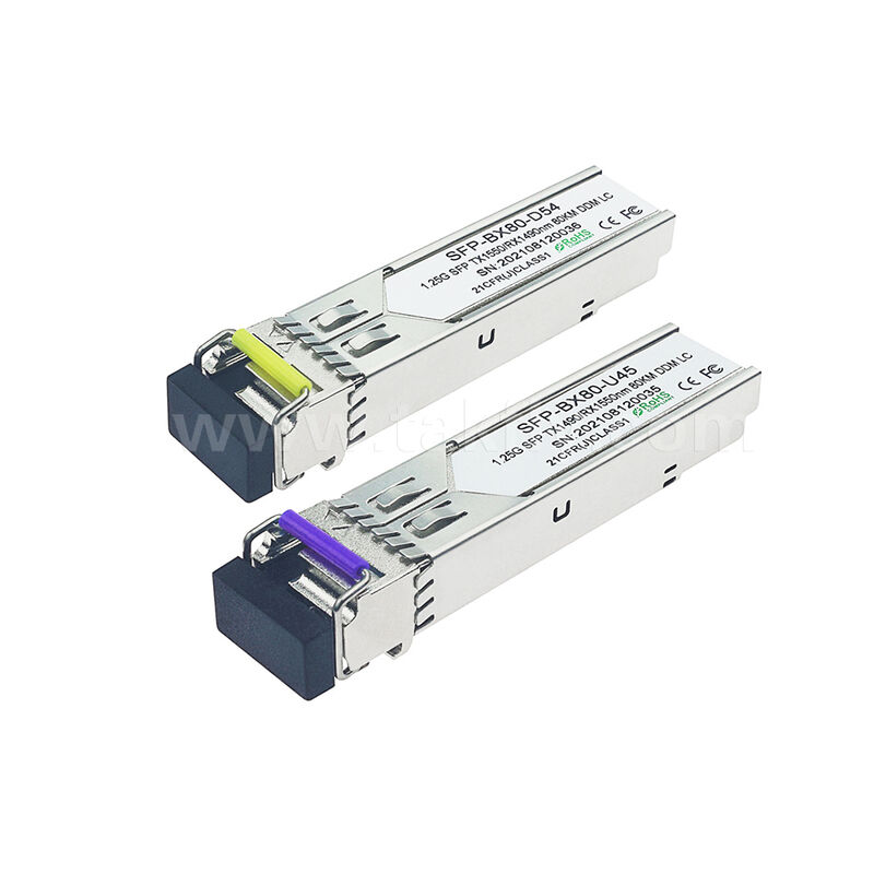 डेटा सेंटर FTTX के लिए SFP 1.25gbps 80km LC रीच Tx1490nm/Rx1550nm द्वि-दिशात्मक ऑप्टिकल ट्रांसीवर