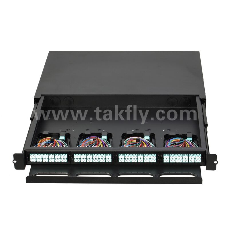 High Density 1U 96F MPO MTP - LC SM MM Fiber Optical Patch Panel / Fiber Optic Chassis / Fiber Optic ODF/ Fiber Optic Distribution Box for 4pcs 24F MPO MTP-LC Cassette