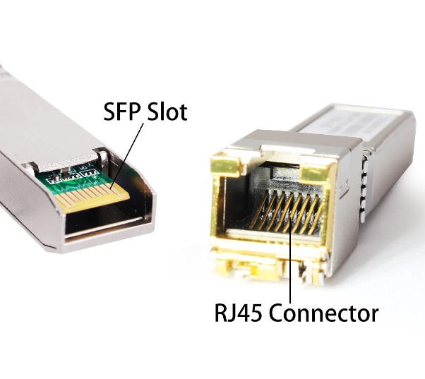 1000BASE-T कॉपर SFP ट्रांसीवर 1.25Gbps स्पीड, 100 मीटर रेंज और कम ईएमआई के साथ
