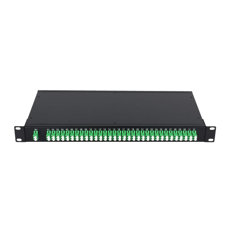 OEM 1U 19 इंच 2x64 रैक माउंट एलसी फाइबर ऑप्टिक पीएलसी FTTx डेटा सेंटर के लिए स्प्लिटर